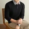 Suéter de Punto para Hombre 2026 Otoño/Invierno Cuello Camisero Falso Dos Piezas Suéter Pulóver Estilo Joven Old Money Casual Grueso