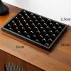 Bandeja negra con patrón de fibra de carbono para exhibición de joyas para anillos, collares, aretes, tachuelas, bandeja de almacenamiento y organizador de pulseras