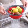 Cesta coladora plegable telescópica para acampar al aire libre, cesta redonda para frutas, cesta de lavado de dos piezas, frutas y verduras de cocina