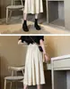 Saia Plissada de Comprimento Médio com Cintura Alta, Saia Rodada Linha A, Meia-Saia Fashion para Mulheres, Saia Evasê de Verão Emagrecedora, Tendência