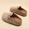 Zapatos Casuales de Moda Zapatos Birkenstock Pantuflas de Punta Cerrada Ropa Exterior Nueva para Mujer Cuero Mate Hebilla Metálica Slip-on Suela Suave
