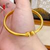 Pulseira Sólida Dourada Antiga com Abóbora e Anel Aberto, Estilo Moda Nacional Joias Douradas, Não Desbota, Joias de Alto Padrão para Mulheres