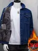 Jaqueta jeans masculina 2026 outono e inverno novo estilo marca americana da moda gola lapela forrada de fleece solta casual moda jaqueta jeans