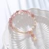 Pulsera de Cristal de Fresa Hecha a Mano Chapada en Oro Real de 14K Pulsera Pulsera de Perlas Naturales de Agua Dulce para Niñas Pulsera Simple Elegante