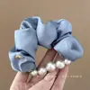 Ligas para el Cabello de Encaje Lindas y Dulces, Ligas Azules de Cuadros Grandes Estilo Coreano, Scrunchies para Niños, Accesorios para el Cabello al por Mayor