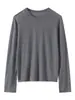 Nuevo Estilo Primavera y Otoño 2026 Suéter de Punto 100% Lana Fina Manga Larga para Mujer Color Sólido Holgado Jersey Camiseta Base Superior