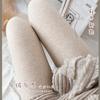 Pantalones de punto de algodón japonés a rayas verticales color avena para Otoño e Invierno, leggings gruesos y cálidos forrados de felpa para usar como prenda exterior