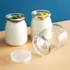 Botella de Vidrio para Pudín Pudín Congelado para Hornear con Tapa Pudín Pequeño Vidrio para Hornear a Alta Temperatura Redondo Yogur con Tapa