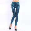 Nuevos Leggings de Moda Otoñales de Cuero Sintético con Estampado de Serpiente, Ajustados, Adelgazantes, Brillantes, Negros, Escama de Pescado Leche