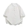 Nuevo Traje Retro Tai Chi Estilo Chino con Cuello Mao Abotonado, Camisa de Manga Corta Estilo Chino, Chaqueta Camisa Traje Tang para Hombre