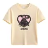 Comercio Exterior Americano Verano Pesado Color Sólido Estampado de Letras Algodón Manga Corta Camiseta Manga Media Ropa para Clase Padre-Hijo Ropa para Niños