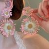 Pendientes de Tul con Flor de Cristal y Borla, Frescos y Sencillos, para Rostros Cuadrados y Redondos, Diseño de Gancho Versátil para el Día a Día, Pendientes Únicos para Mujer