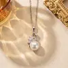 Colar de Pérola com Cisne Micro-Incustado da Moda Europeia e Americana para Mulheres, Design de Nicho de Luxo Leve, Corrente de Clavícula Versátil e Estilosa