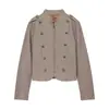 ZA ropa de mujer de comercio exterior estilo europeo y americano transfronterizo, blazer a rayas ajustado moda retro de venta caliente en AliExpress con cuello mao decorado con botones