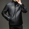 Nova jaqueta de couro masculina de outono com gola alta, jaqueta de couro casual estilosa para homens jovens e de meia-idade, casaco masculino bonito