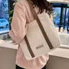 2023 Bolsa Tote Portátil Simple de Gran Capacidad con Letras Bolsa de Lona de Moda Bolso de Hombro Casual Estilo Coreano para Estudiantes Universitarias