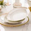 Louças de Mesa de Cerâmica Jingdezhen Conjunto de Pratos Domésticos Combinação de Pratos Porcelana Óssea Louças Leves de Luxo e Hashis Presente Atacado