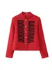Chaqueta de moda versátil de estilo retro francés con decoración de botones, manga larga y cuello alto, para Amazon AliExpress europeo y americano