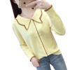 Suéter para Mujer 2024 Nuevo Estilo Coreano Suelto Cuello Muñeca Manga Larga Suéter Tejido Otoño e Invierno Solapa Camisa Base Top para Mujer
