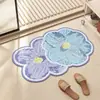 Alfombrilla de Tierra de Diatomeas, Absorbente de Agua, Secado Rápido, Felpudo Lavable, Alfombrilla Antideslizante para Entrada de Baño, Alfombrilla de Baño Floral de Forma Irregular