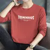 Camiseta Branca 100% Algodão Masculina Manga Longa 2026 Nova Marca de Moda Camiseta de Algodão Estampada com Letras Camisa para Camada Interna Camisa de Outono