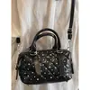 Bolso pequeño para mujer 2026 verano nuevo moda bolso bandolera tachonado, bolso de mano versátil de moda, bolso cilíndrico