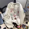 Sudadera con capucha de estilo perezoso coreano con estampado de dibujos animados para mujer otoño/invierno más terciopelo más grueso linda que reduce la edad moderna top de manga larga