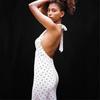 Vestido Blanco con Lunares Blancos Sexy de Cuello Halter para Mujer, Verano Hombros Descubiertos Espalda Descubierta Elegante Línea A Longitud Media