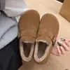 Zapatos retro Birkenstock de cobertura total con felpa para mujer invierno 2026 nuevos mocasines slip-on zapatos de algodón con pelo botas de nieve cálidas