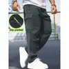 Wish Roupa de Trabalho Casual para Comércio Exterior Transfronteiriço Calças Masculinas de Perna Reta Calças Esportivas para Fitness Calças Longas Largas com Múltiplos Bolsos Atacado