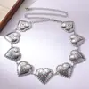 Corrente de Cintura Elegante, Cinto Feminino da Moda, Cinto Metálico Feminino com Turquesa Grande, Design Lindo e Estiloso em Formato de Coração, Corrente de Cintura Feminina