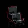 Soporte de exhibición de plástico acrílico transparente para billetera, marco de gafas, mascarilla y teléfono móvil, soporte trapezoidal (5 piezas)