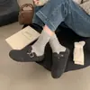 Medias zapatillas Birkenstock retro de lana estilo bosque, punta redonda, lindas y peculiares, para mujer, suela gruesa, forradas de felpa, cálidas, zapatos peludos negros y grises