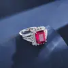 Diseño de Moda de Lujo Accesible Europeo y Americano Plata de Ley S925 Corte Flor de Hielo Diamante de Alto Carbono Anillo Cubo de Azúcar 8*10 Joyería Transfronteriza