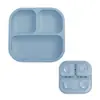 Plato cuadrado delgado de silicona para niños transfronterizo, grado alimenticio, suplemento alimenticio, tazón con ventosa, cuadrado, vajilla para bebé anticaída