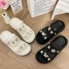 Nueva Llegada Pantuflas Metálicas de Mariposa y Flor para Mujer Verano Moda Exterior Zapatos con Agujeros Sandalias Romanas Planas y Pantuflas para Mujer con Suela Suave de Moda