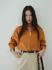 [Oufan] Camisa de Manga Larga de Color Sólido con Bloques de Color Inspirada en el Diseño para Mujer, Nuevo Estilo 2026, Corte Holgado, Adelgazante, Camisa Exterior 8526