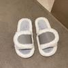 Comercio Exterior Nuevas Pantuflas Mao Mao de Velcro de Cuero PU para Mujer Otoño e Invierno Moda para el Hogar Abertura para Pie Grande Pantuflas de Algodón Transfronterizas