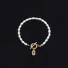 2025 Moda Nueva Transfronteriza Pulsera de Letras Inglesas Cobre Incrustado Circonita Oval Perla de Imitación Pulsera de Perlas al por Mayor