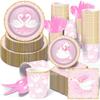 Mm180 Meninas Cisne Balé Cisne Branco Festa Louça de Mesa 8 Pessoas 4 Peças Prato de Papel Guardanapo Copo de Papel