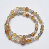 [Naranja Fundido Plata Marrón] Cristal Natural Amarillo Torre Cristal Negro Oro Súper Pulsera para Mujer Más Fácil de Combinar Regalo Pulsera de Cristal Blanco Lote