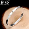Pulseira de prata 999 prata pura estilo japonês e coreano simples brilhante aberta pulseira de casal joia de prata pulseira com gravação gratuita