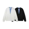 Contéstame Sudadera con Cuello Redondo de Dos Piezas Falsas de Estilo Americano Moderno para Hombre, Top Holgado Versátil W521