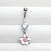 Base de Fãs Transfronteiriça Europeia e Americana Pingente Flor de Cerejeira Óleo Piercing de Umbigo de Aço Inoxidável Joia para Piercing de Umbigo Botão de Umbigo Argola de Umbigo