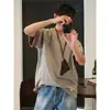 Camiseta Masculina de Verão Niche Design Retrô Americano Xadrez com Punho Manga Curta Cleanfit Casal Manga Curta