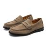 2025 Novos Mocassins de Verão Masculinos Foscos Bico Redondo Sapatos Beanie Leves Clássicos Retrô Tendência Japonesa e Coreana Sapatos de Couro