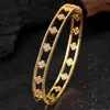Anel com Letra Inlaid de Zircônia em Cobre, Pulseira de Trevo de Quatro Folhas, Anel de Pulseira Levemente Luxuoso de Alta Qualidade, Joia Elegante