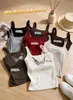 Camisola com alça cruzada de anel duplo costas bonitas versátil gola quadrada mostra clavícula com bojo segredo para sobreposição no início do outono sexy 9917