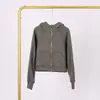 Sudadera con Capucha y Cremallera Completa Lulu, Holgada, con Etiqueta, En Stock, Entrega Directa, Etiqueta Dorada, Cremallera Dorada, Estilo Casual Corto, Forro de Felpa