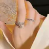 Anillo Abierto Ajustable de Oro Laminado de 14K con Forma de Corazón de Durazno y Estrella para Mujer, Diseño de Nicho, Estilo Dulce y Fresco, Anillo de Dedo